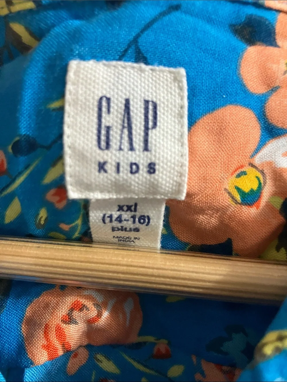 GAP Teal Blue Floral Button-Up Tunic